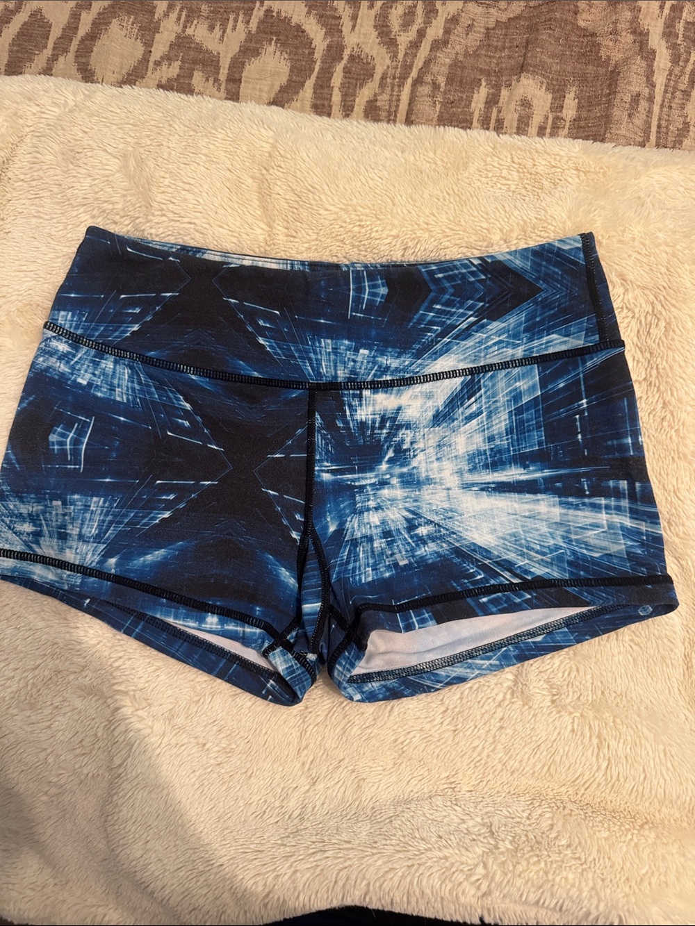 Savage Barbell Blue Abstract Print Athletic Shorts